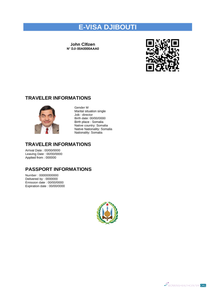 Download Djibouti e visa in Word and PDF template Photoshop template